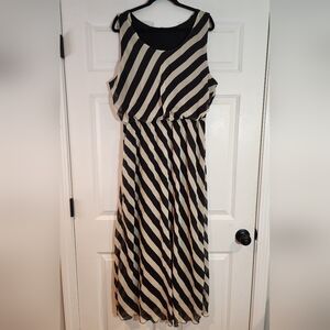 Espresso Black and Cream Striped Maxi Dress. No size, 19.5in pit to pit
